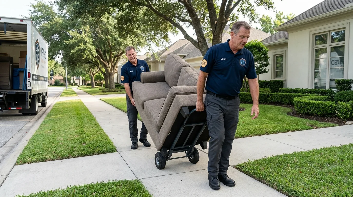 Local residential moving crew loading furniture in Willows, CA